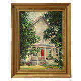 White House with Red Door - Painting