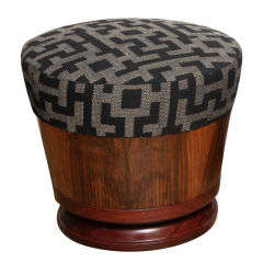 A Round French Art Deco Stool with Rosewood Veneered Base
