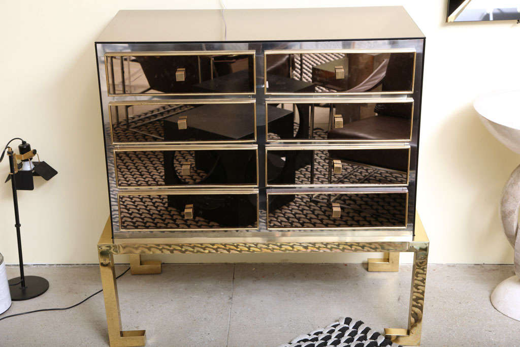 American Mirrored Cabinet with Brass detail For Sale