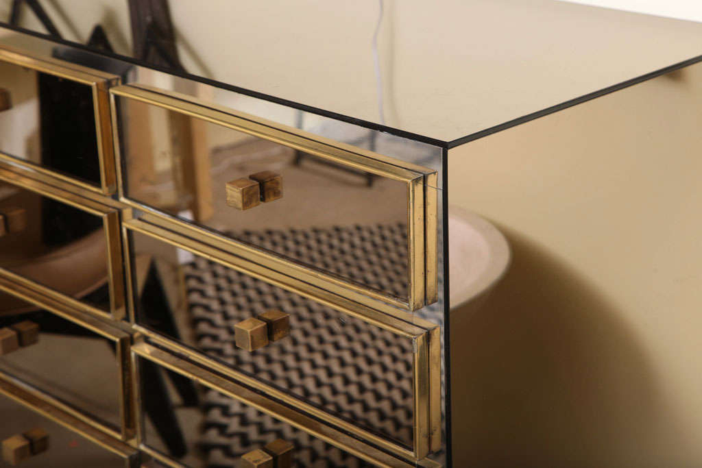 Mirrored Cabinet with Brass detail For Sale 5