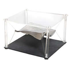 Vintage Suspended cast aluminum "Blanket" in acrylic superstructure.