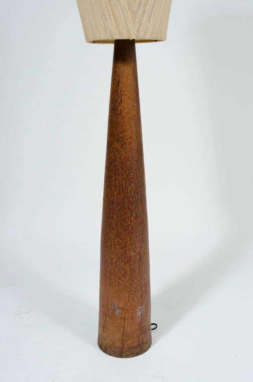 American Inverted Cone Shade and Wenge Column Floor Lamp For Sale at