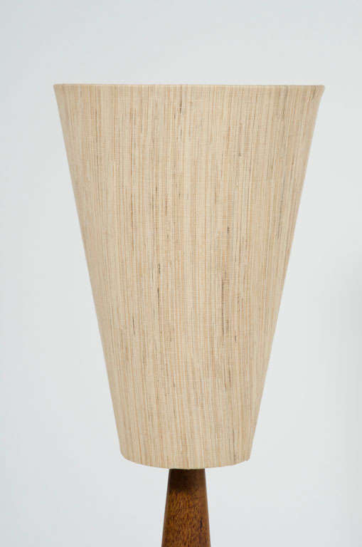 American Inverted Cone Shade and Wenge Column Floor Lamp For Sale at