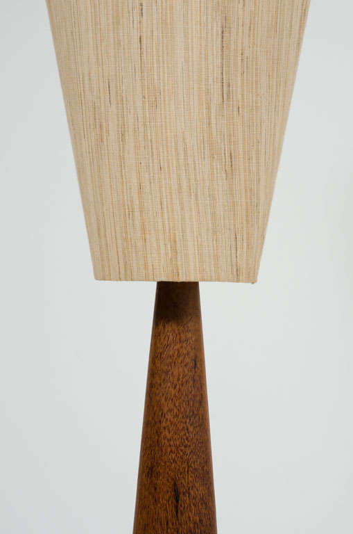American Inverted Cone Shade and Wenge Column Floor Lamp For Sale at