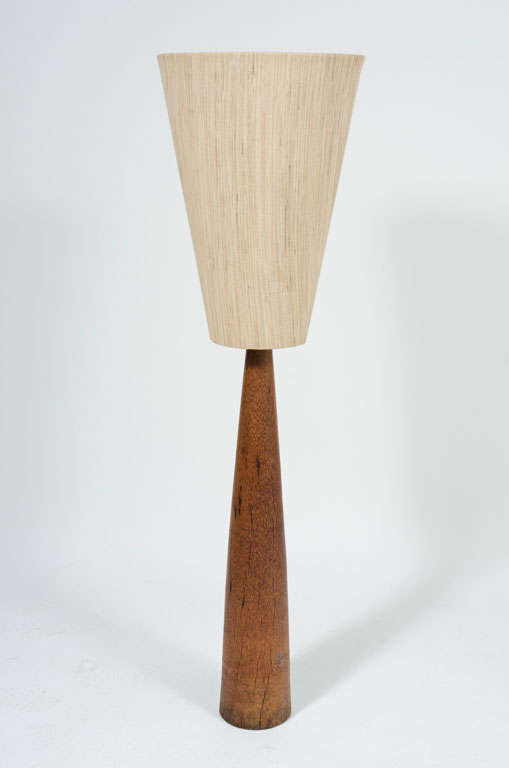 American Inverted Cone Shade and Wenge Column Floor Lamp For Sale at