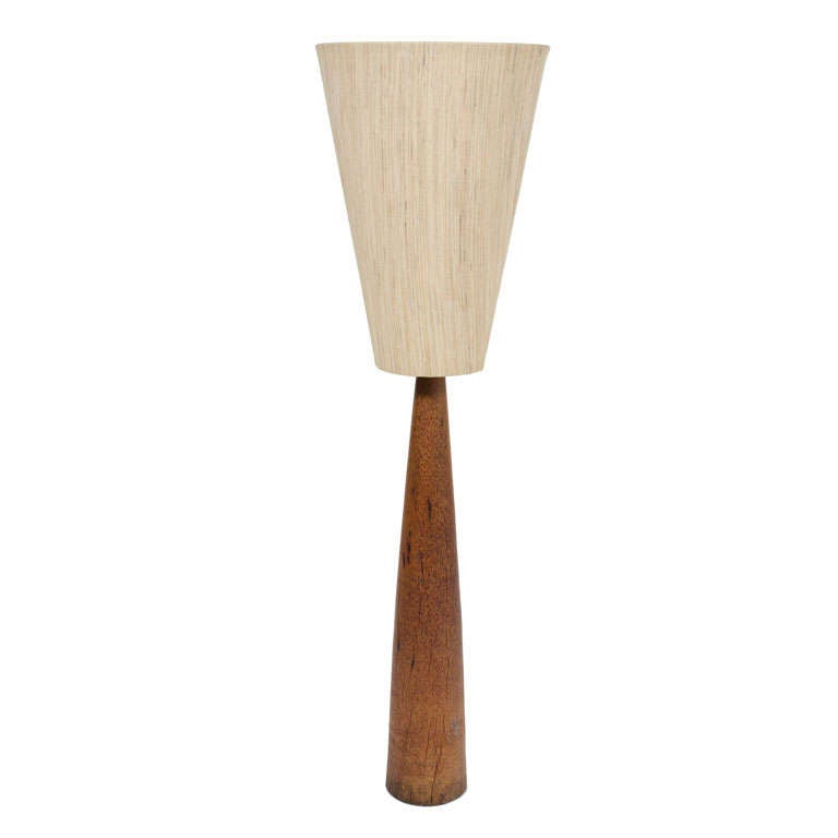 American Inverted Cone Shade and Wenge Column Floor Lamp For Sale at