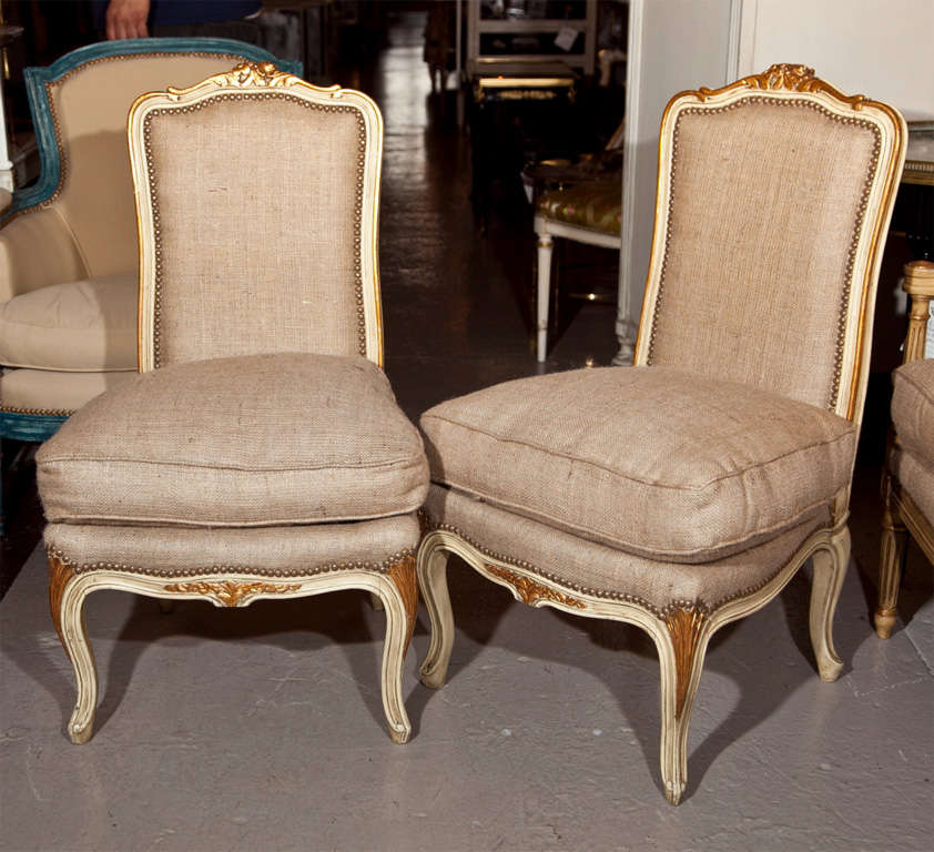 Pair of French Louis XIV Style Boudoir Chairs