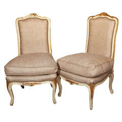 Vintage Pair of French Louis XIV Style Boudoir Chairs