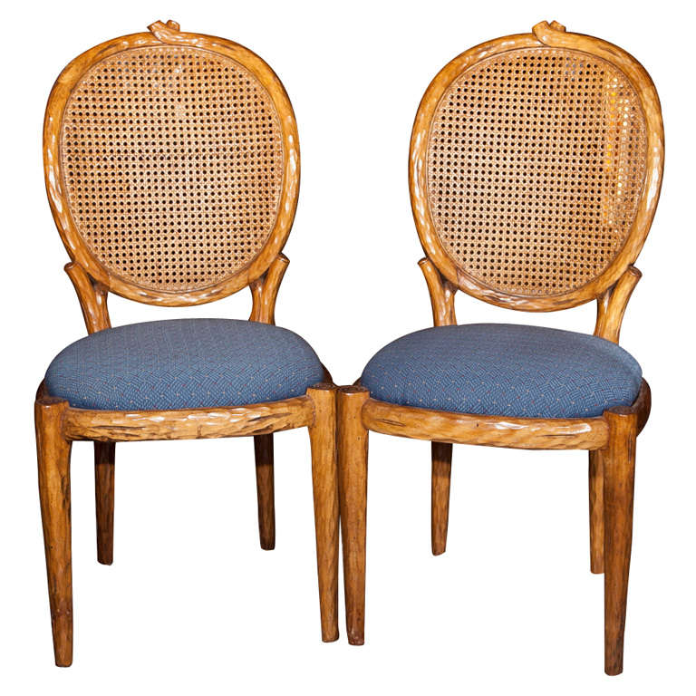 Pair of French Louis XIV Style Caned Side Chairs