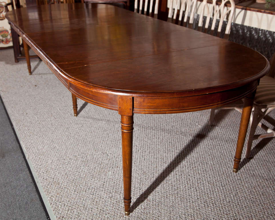 19th Century French Provincial Mahogany 4-Leaf Dining Table
