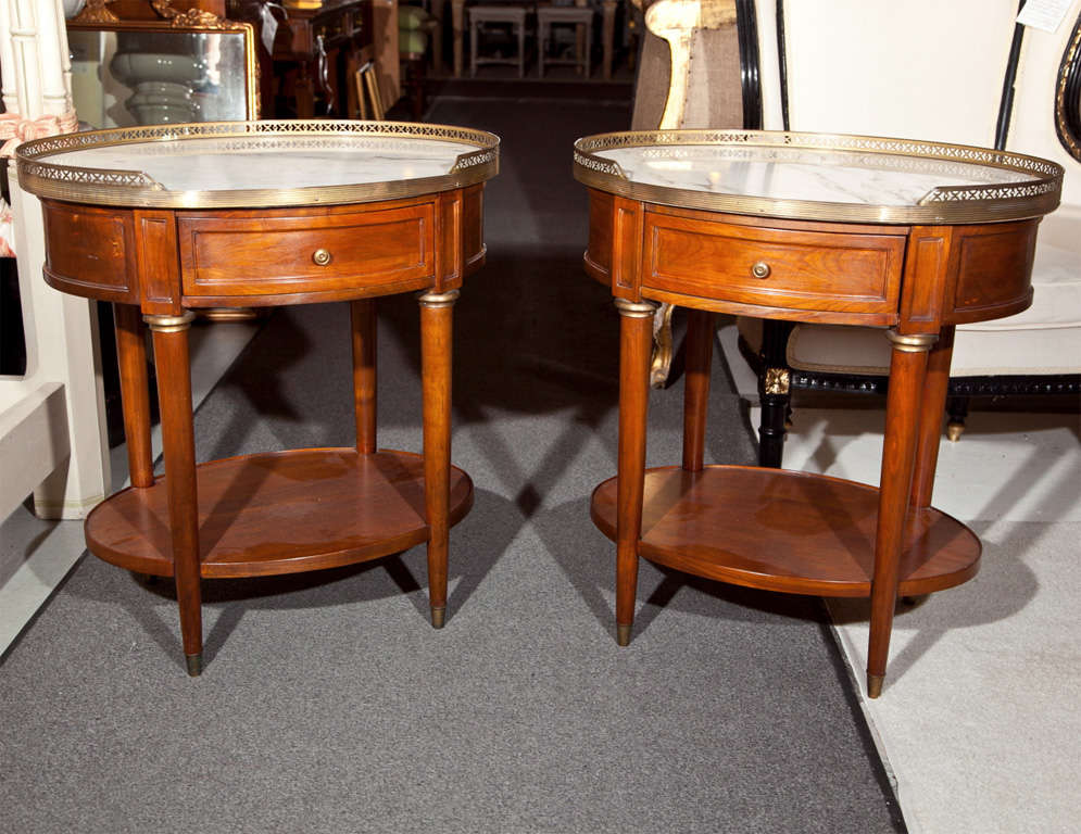 Pair of French Louis XIV Style Oval End Tables attrib Jansen