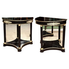 Pair of French Empire Style Demilune Tables by Jansen