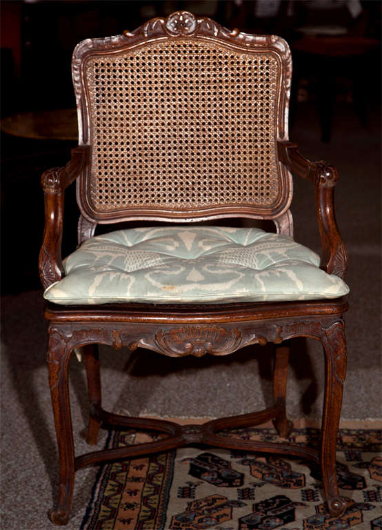 Pair of French Provincial Caned Armchairs In Good Condition In Stamford, CT