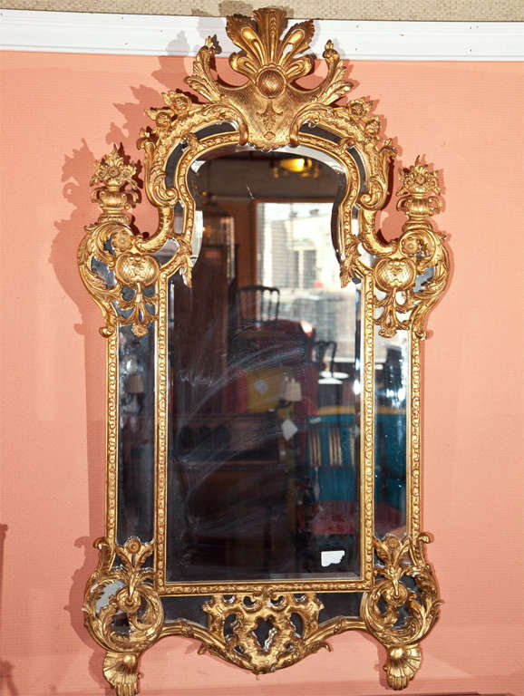 Pair of  French Baroque Style Gilded Mirrors