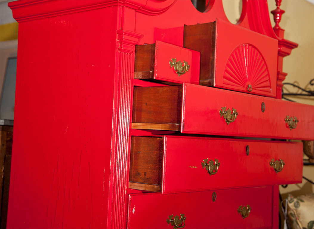 Red Painted English Georgian Style Highboy 1
