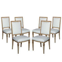 Set of 6 French Louis XVI Style Dining Chairs by Jansen