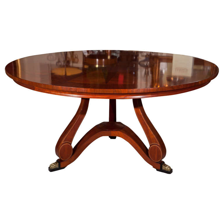 Mahogany Round Dining Table by John at 1stDibs