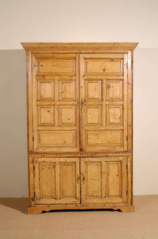 French Deux Corps English Pine Armoire For Sale
