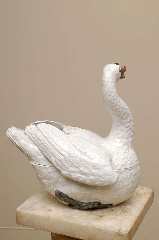 Ceramic Meissen Swan Tureen For Sale