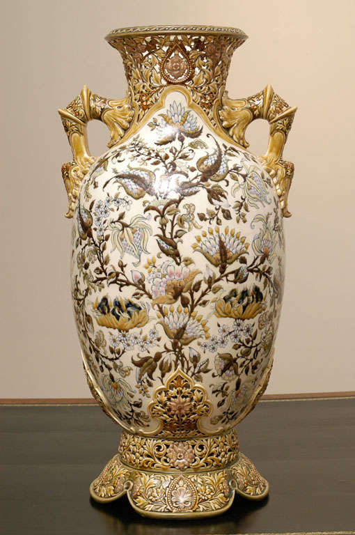 Hungarian Monumental Zsolnay Porcelain Vase