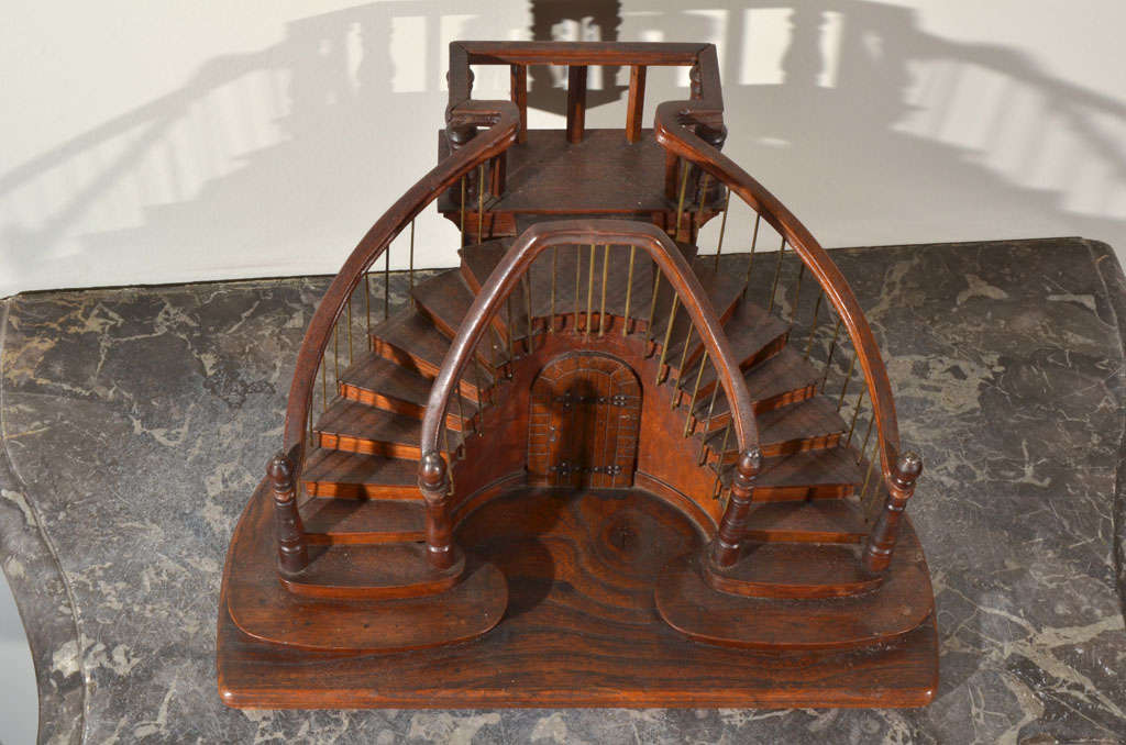 French Early 20th c. Signed Miniature Staircase made by a Compagnon