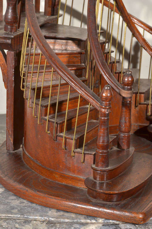 Wood Early 20th c. Signed Miniature Staircase made by a Compagnon
