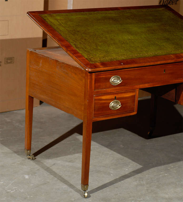 English Architect's Table with Leather Top, circa 1800 In Good Condition In Atlanta, GA
