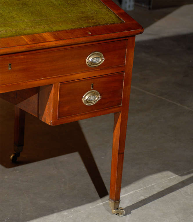 19th Century English Architect's Table with Leather Top, circa 1800