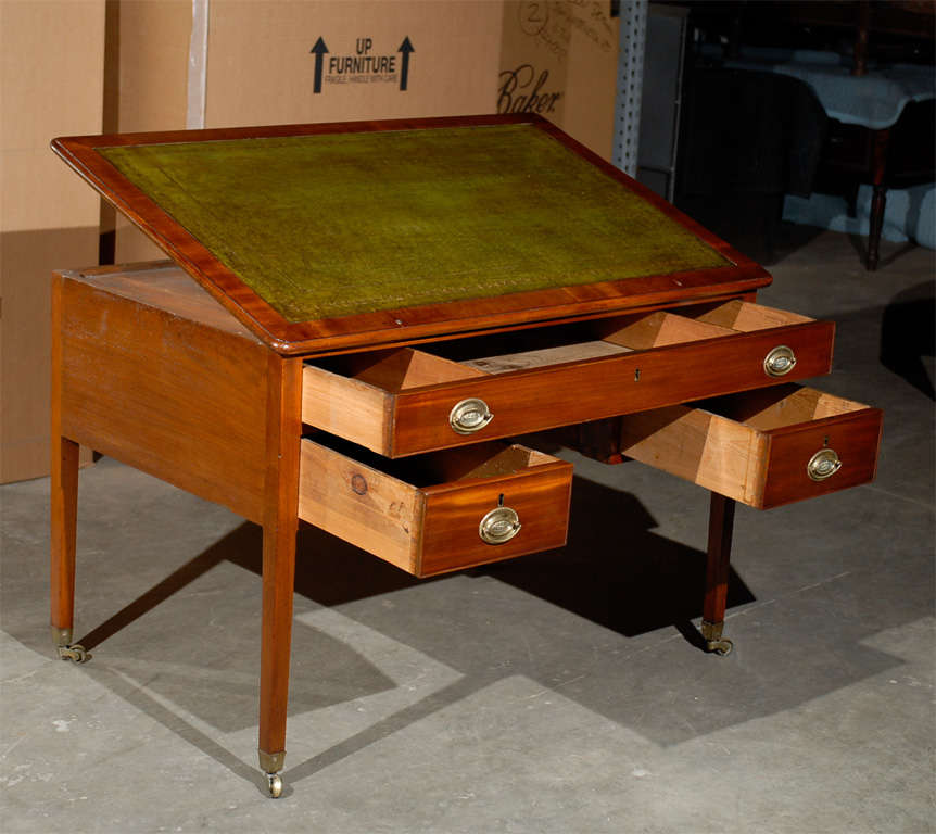 English Architect's Table with Leather Top, circa 1800 2