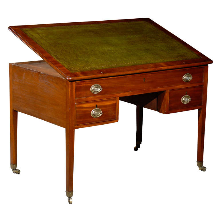 English Architect's Table with Leather Top, circa 1800