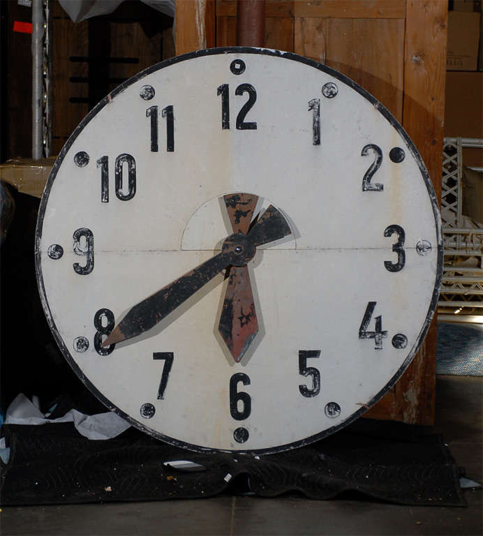 Large 1940's Industrial French Clock Face In Good Condition For Sale In Atlanta, GA