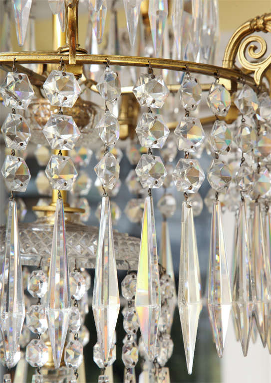 Regency Antique Ormolu and Cut Glass Chandelier, English, circa 1820 In Excellent Condition For Sale In New York, NY