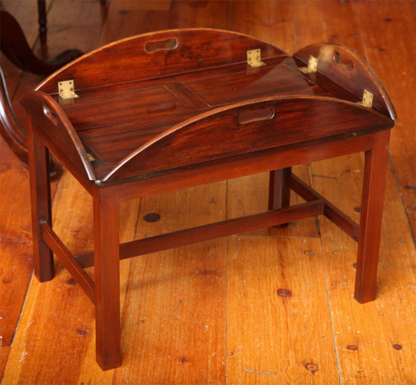 Carved Chippendale Antique Period Mahogany Butler's Tray Table. English, circa 1765 For Sale