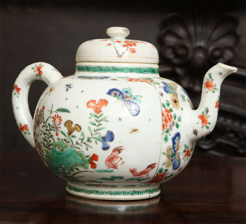 Chinese Antique Kangxi famille verte punch pot 1662-1722