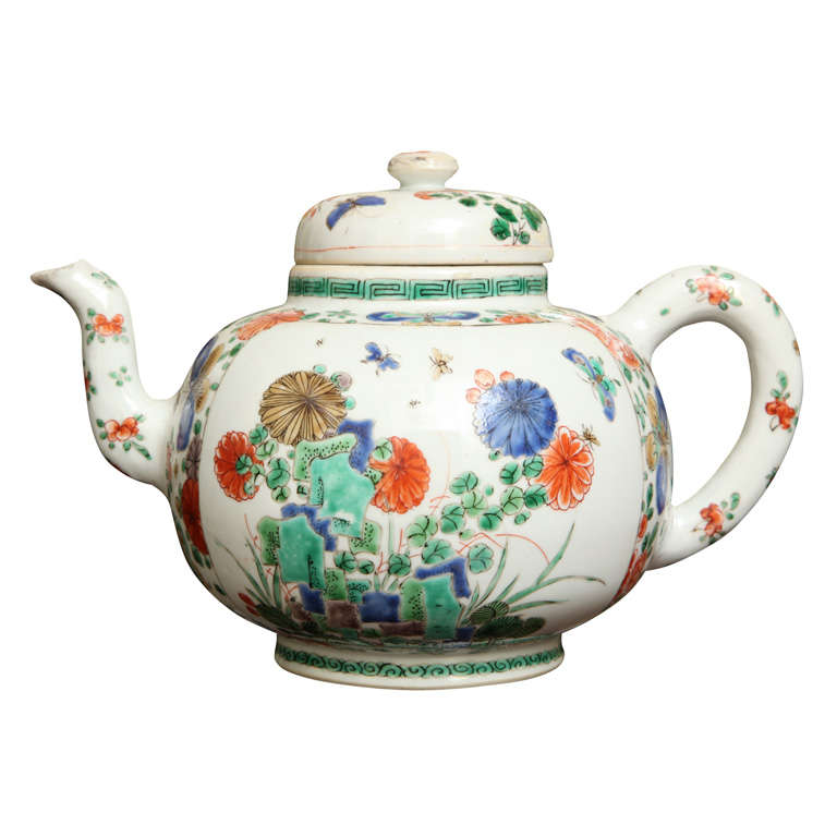 Antique Kangxi famille verte punch pot 1662-1722