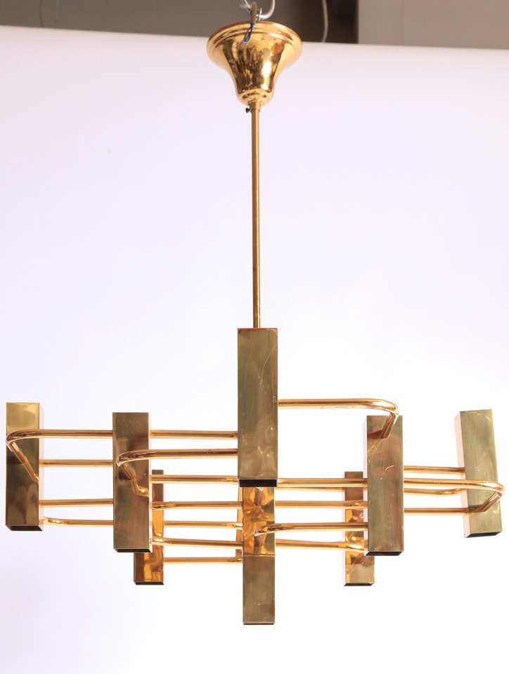 1970 Sciolari Italy brass chandelier