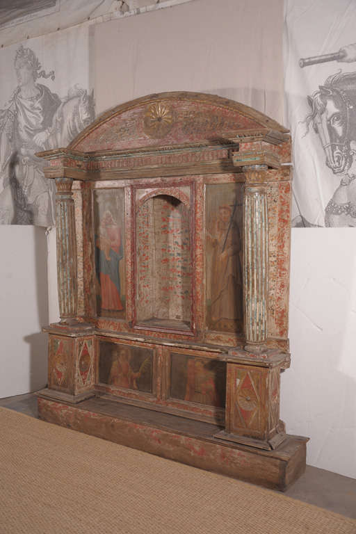 17th century wood polychromed altar