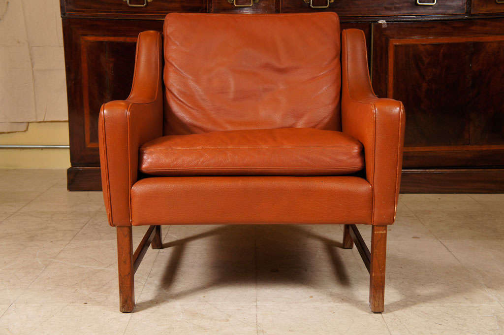 Pair of Brown Leather Armchairs at 1stdibs
