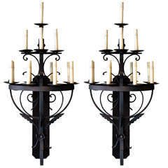 Vintage Pair of Iron Wall Sconces
