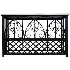 Antique Iron Console with Limestone Top