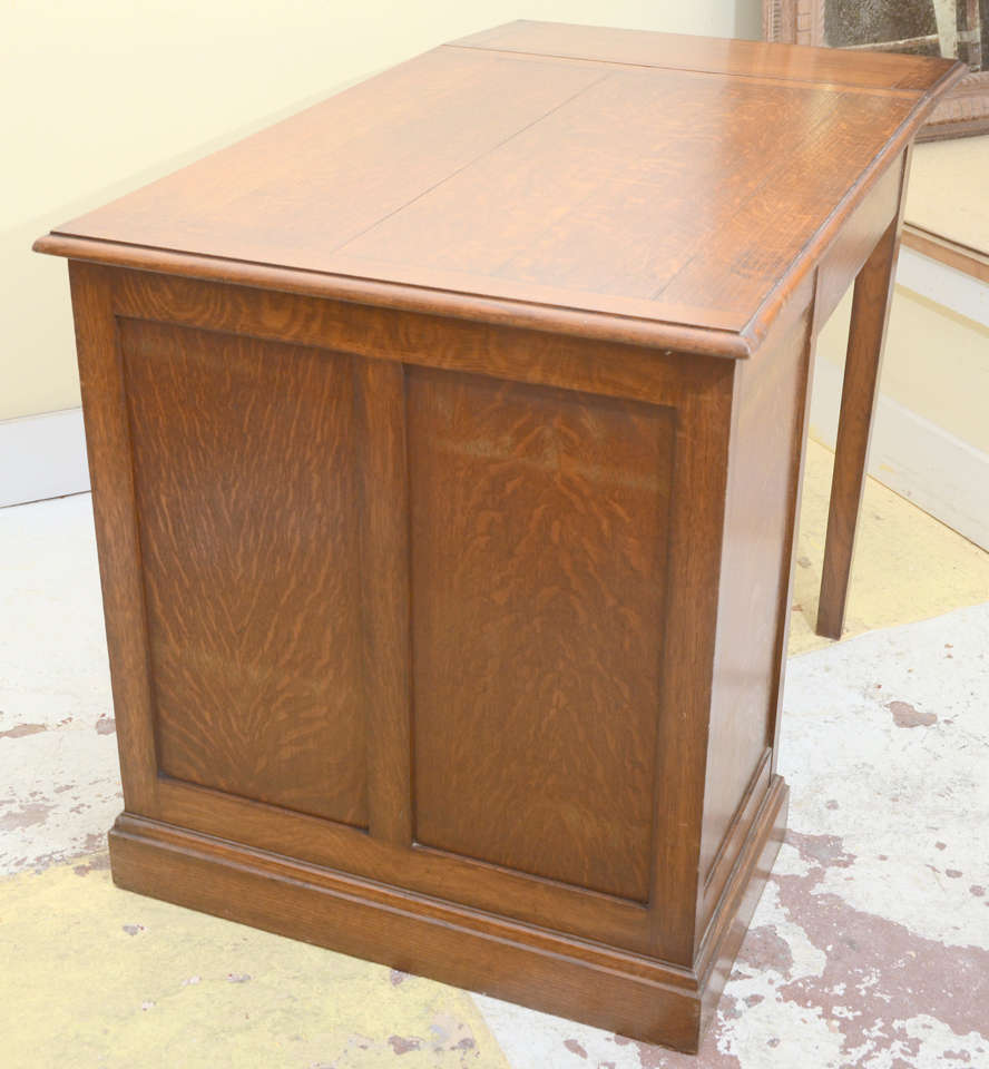 English Drop Leaf Desk With Typing Slide& Tambour Covered Drawers 2