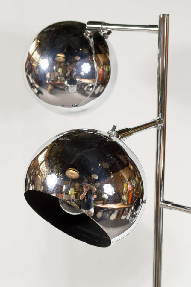 Italian Chrome 3 Shade Floor Lamp at 1stdibs