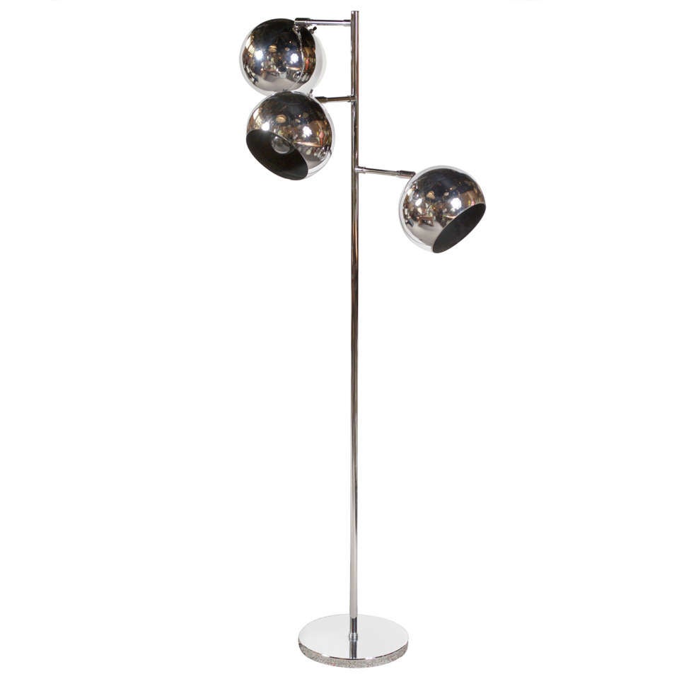 Italian Chrome 3 Shade Floor Lamp at 1stdibs