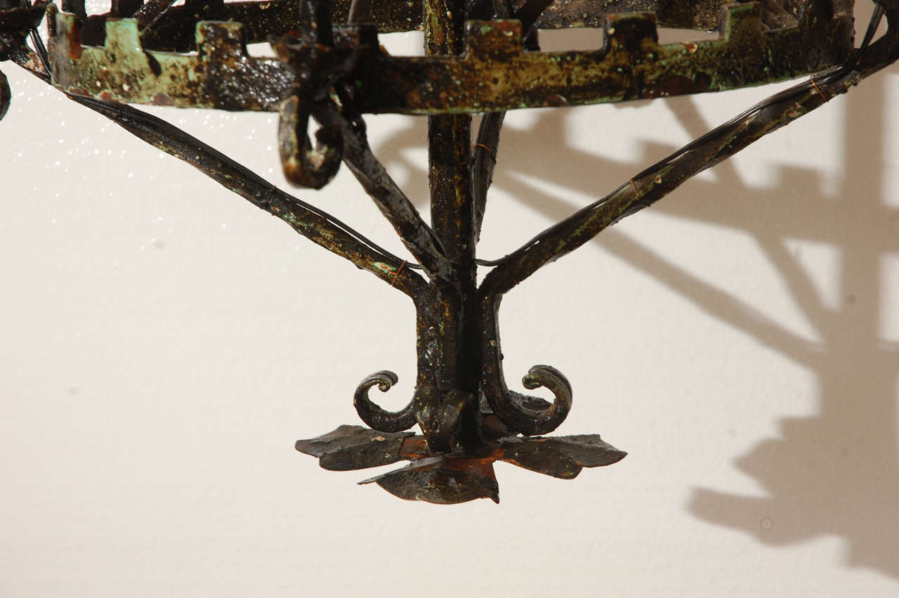 Mid-20th Century Antique Wrought Iron Chandelier
