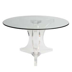 A Stunning Lucite and Chrome Table Base & Glass Top