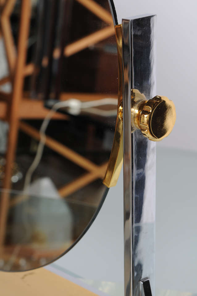 Karl Springer Mixed-Metals Vintage Vanity Mirror In Excellent Condition In East Hampton, NY