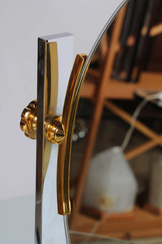 Brass Karl Springer Mixed-Metals Vintage Vanity Mirror