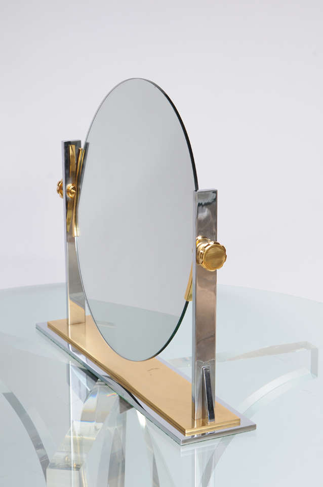 Karl Springer Mixed-Metals Vintage Vanity Mirror 1