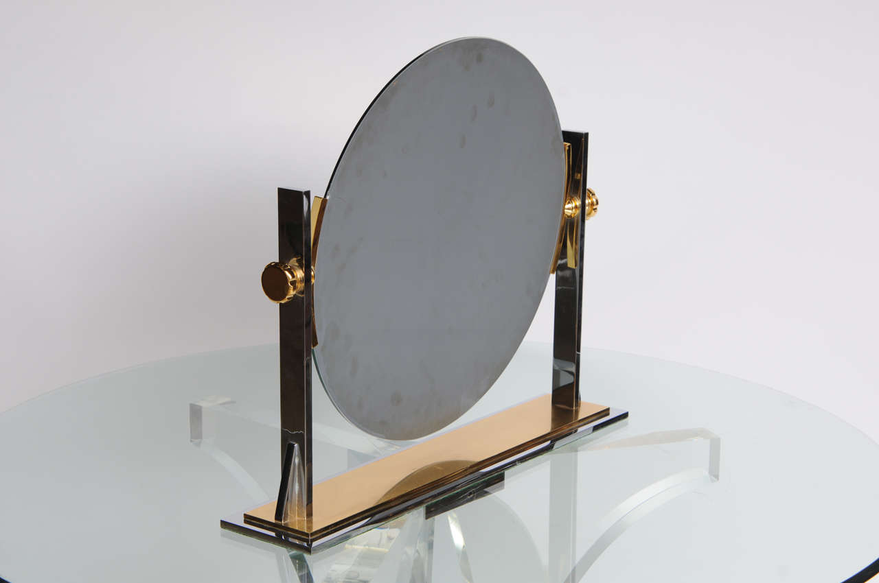 Karl Springer Mixed-Metals Vintage Vanity Mirror 2