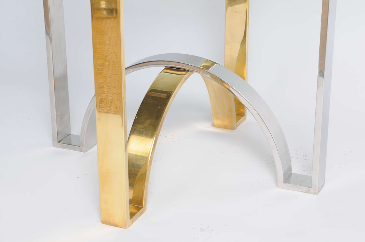 Solid Brass and Steel Ribbon Design Foyer Table In Excellent Condition In East Hampton, NY